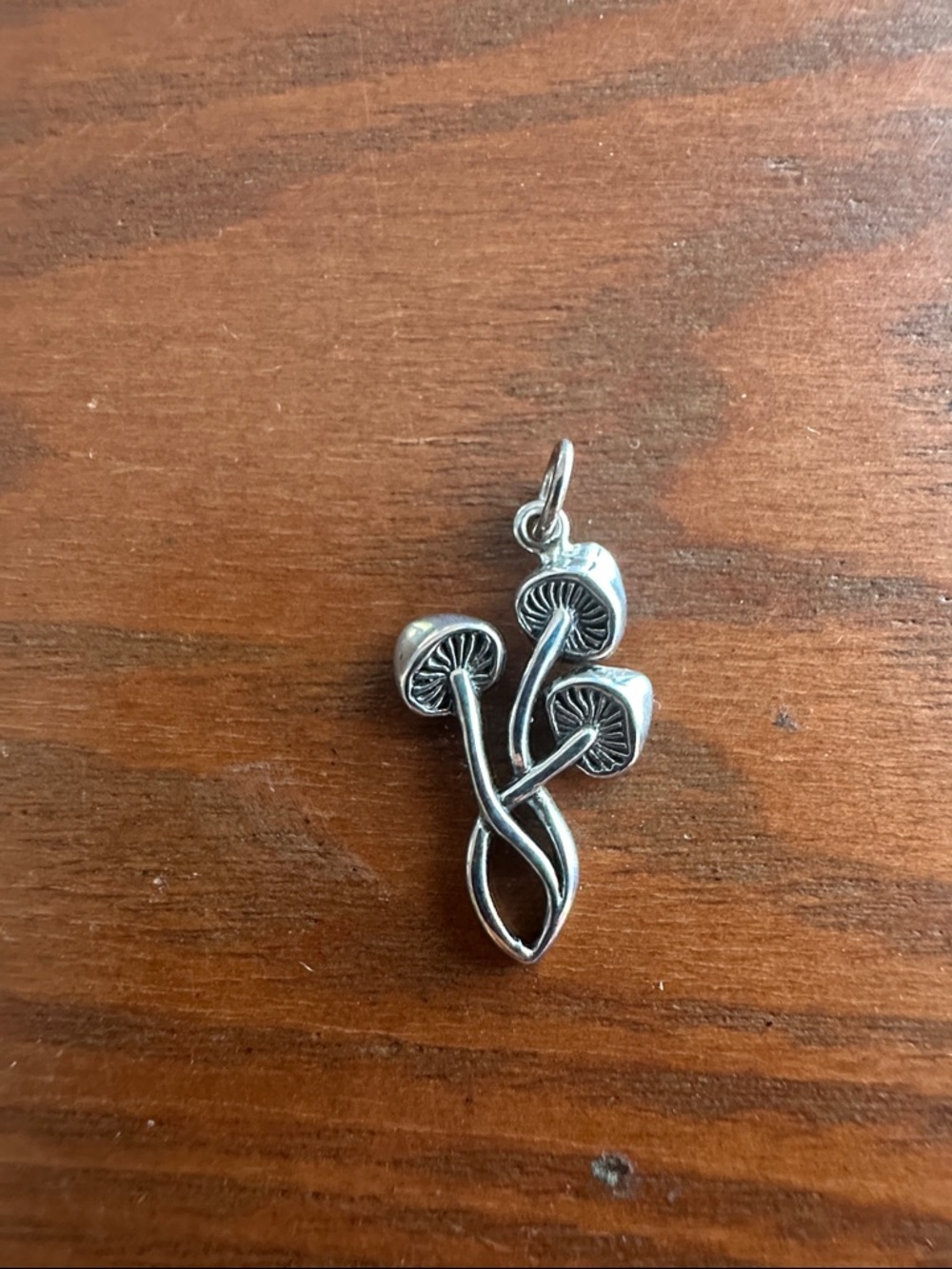 Sterling Silver Mushroom Trio Pendant Necklace - Silver